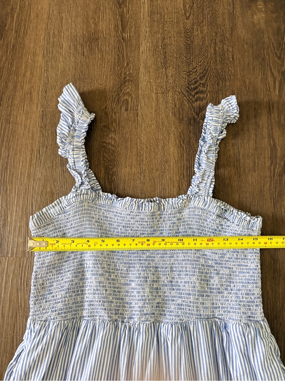 J.Crew Blue White Smocked Cotton Maxi Dress L Floral Cottagecore Beach Summer - Picture 8 of 9